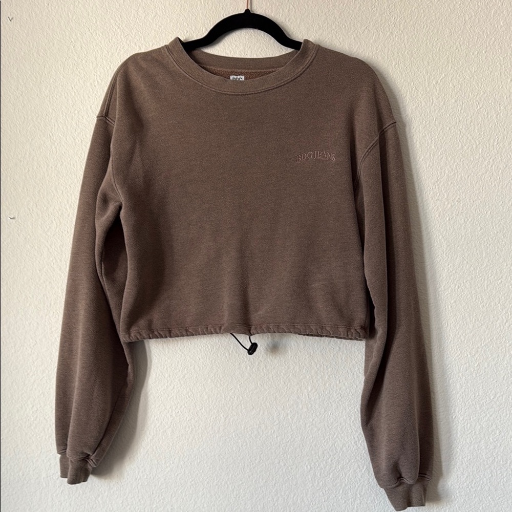 BDG Jeans Chocolate Brown Cropped Sweatshirt